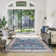  Samira Cullen Machine Washable Floral Border Navy Blue Beige Multi Indoor Area Rug, Transitional Flat Pile for Living Room & Bedroom