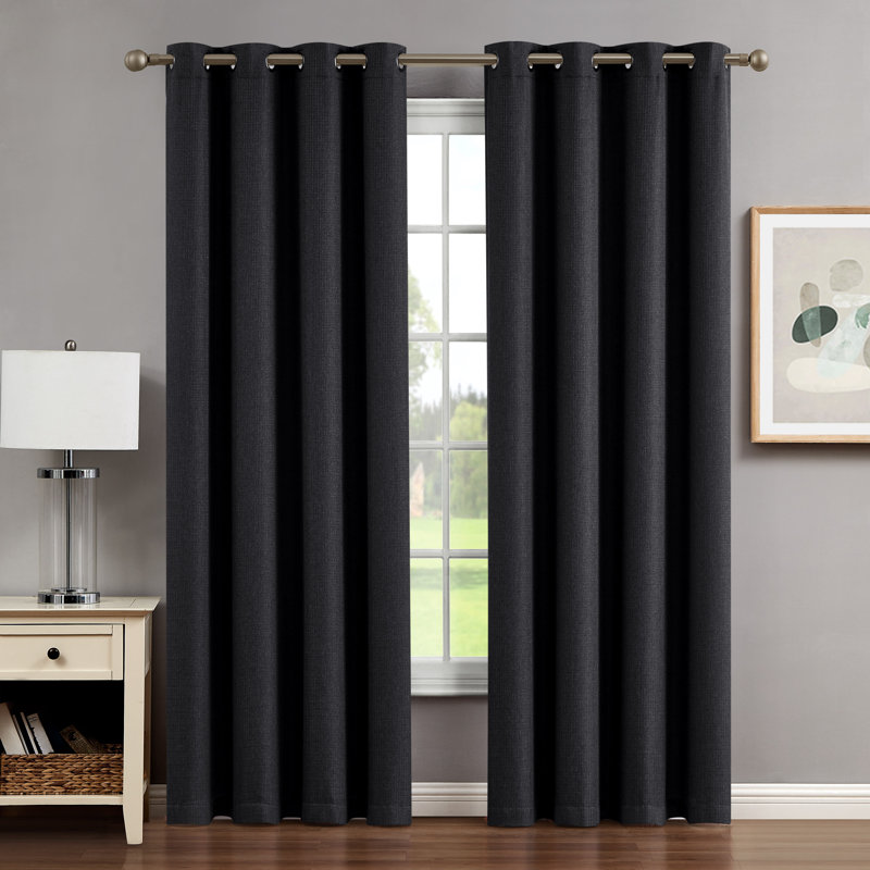 Nyasia Blackout Single Curtain Panel, 50" W x 84" L, Charcoal