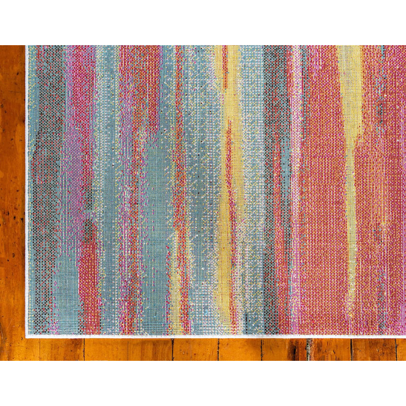 Tapis rouge / vert à motif géométrique Tanguay, Tapis de couloir 2 pi x 6 pi