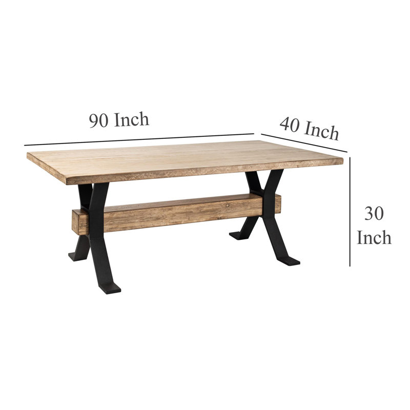Hanoi Dining Table, 90 Inch Reclaimed White Pine Wood, Cross Base