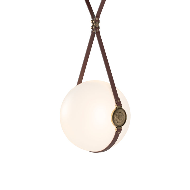 Luminaire suspendu à DEL Derby Globe, Brun britannique, Laiton antique, H 58,6 po x l 14,9 po x P 14 po