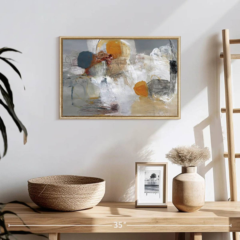 Décollage, 19 po x 13 po, Cadre flottant en bois naturel