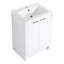Meuble-lavabo sur pied blanc brillant avec lavabo en résine de 61 cm (24 po), de style moderne, système de fermeture amortie et silencieuse.