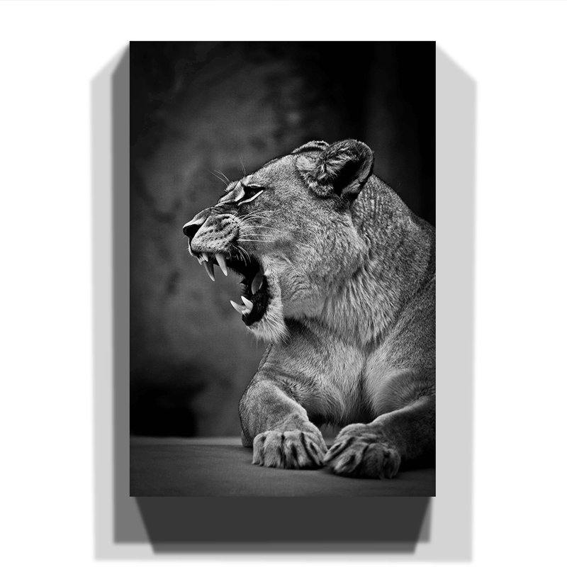 Fierce Lioness Lion - Wrapped Canvas Print, 60cm H x 40cm W