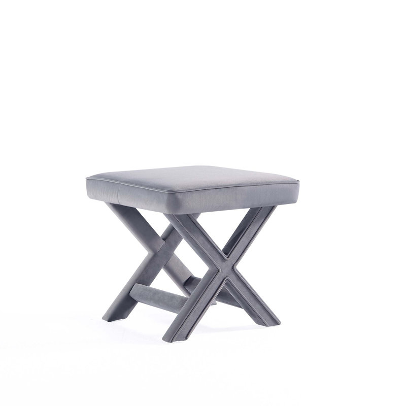 Banc rembourré Abigail Mid-Century, Gris