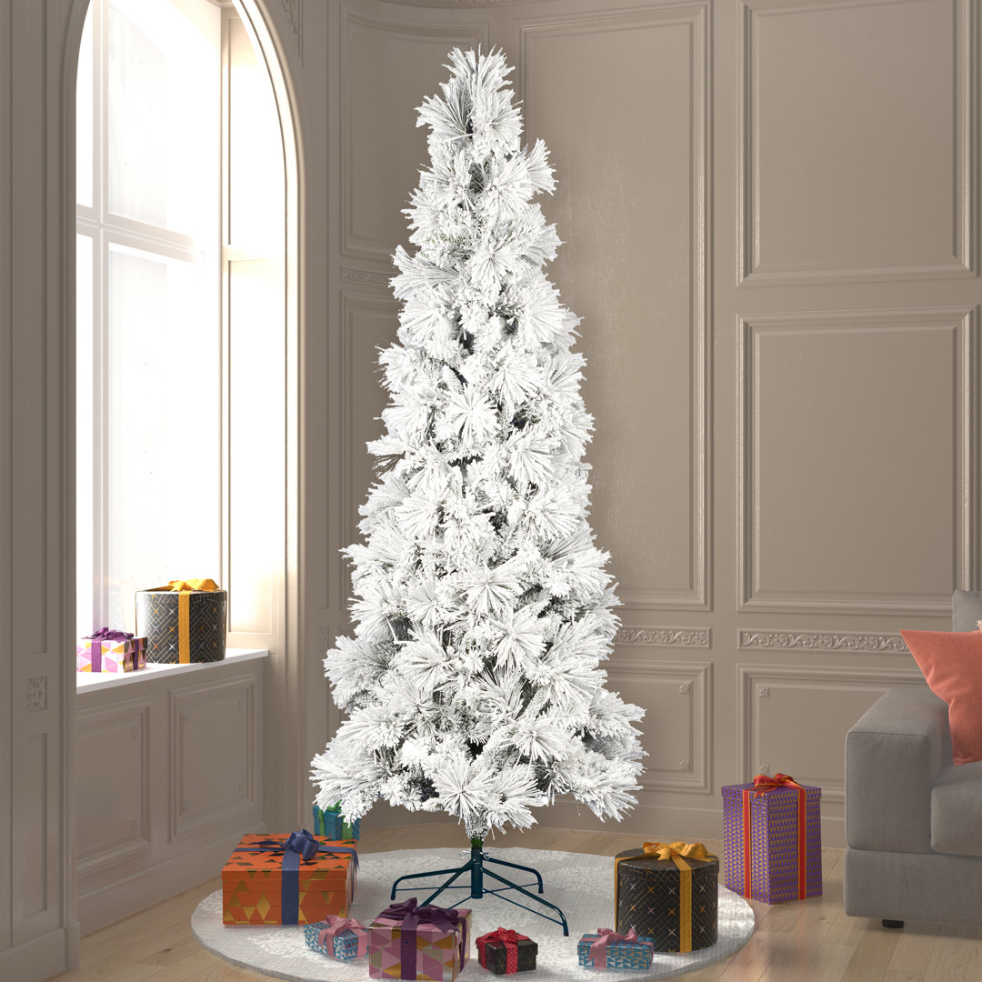 Flocked Atka Pine Slim Artificial Christmas Tree The Holiday Aisle® 