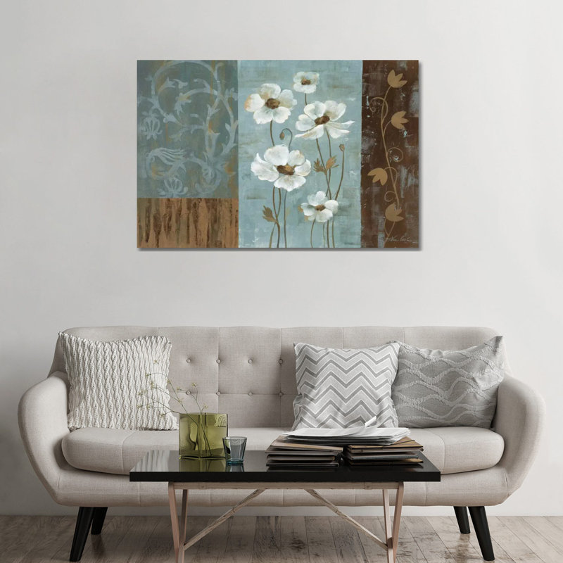 «Iridescent Anemones» par Silvia Vassileva - reproduction d'art, H 32 po x l 48 po x P 1,5 po, Toile tendue, Aucun mat