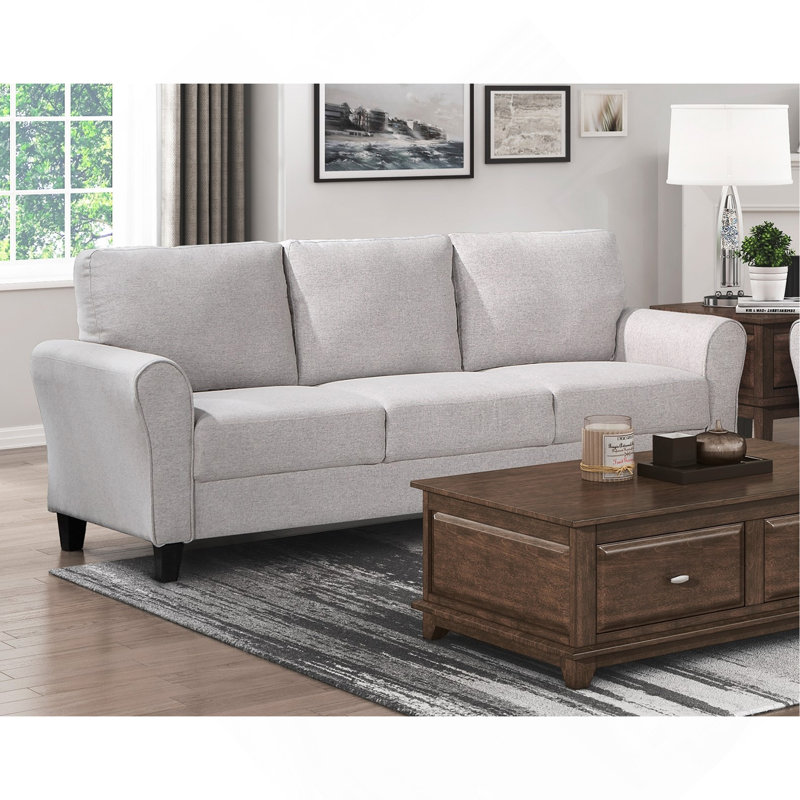 Mobilier de salon avec coussins attachés à un tissu texturé moderne de couleur sable moderne, Gris
