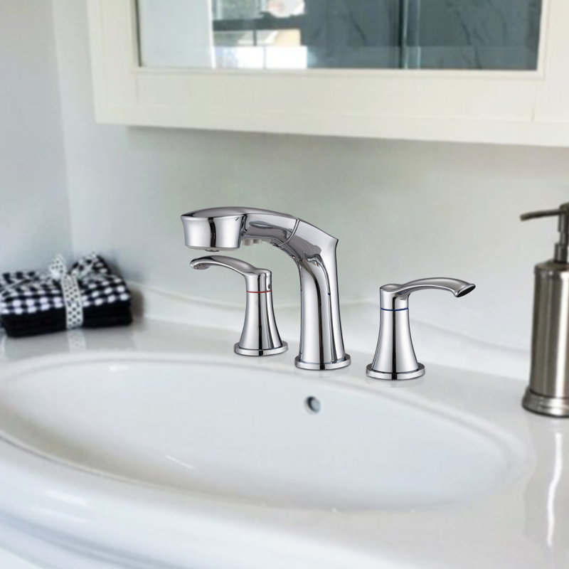 Robinet de lavabo de salle de bain escamotable, robinet d'évier de salle de bain à 2 poignées