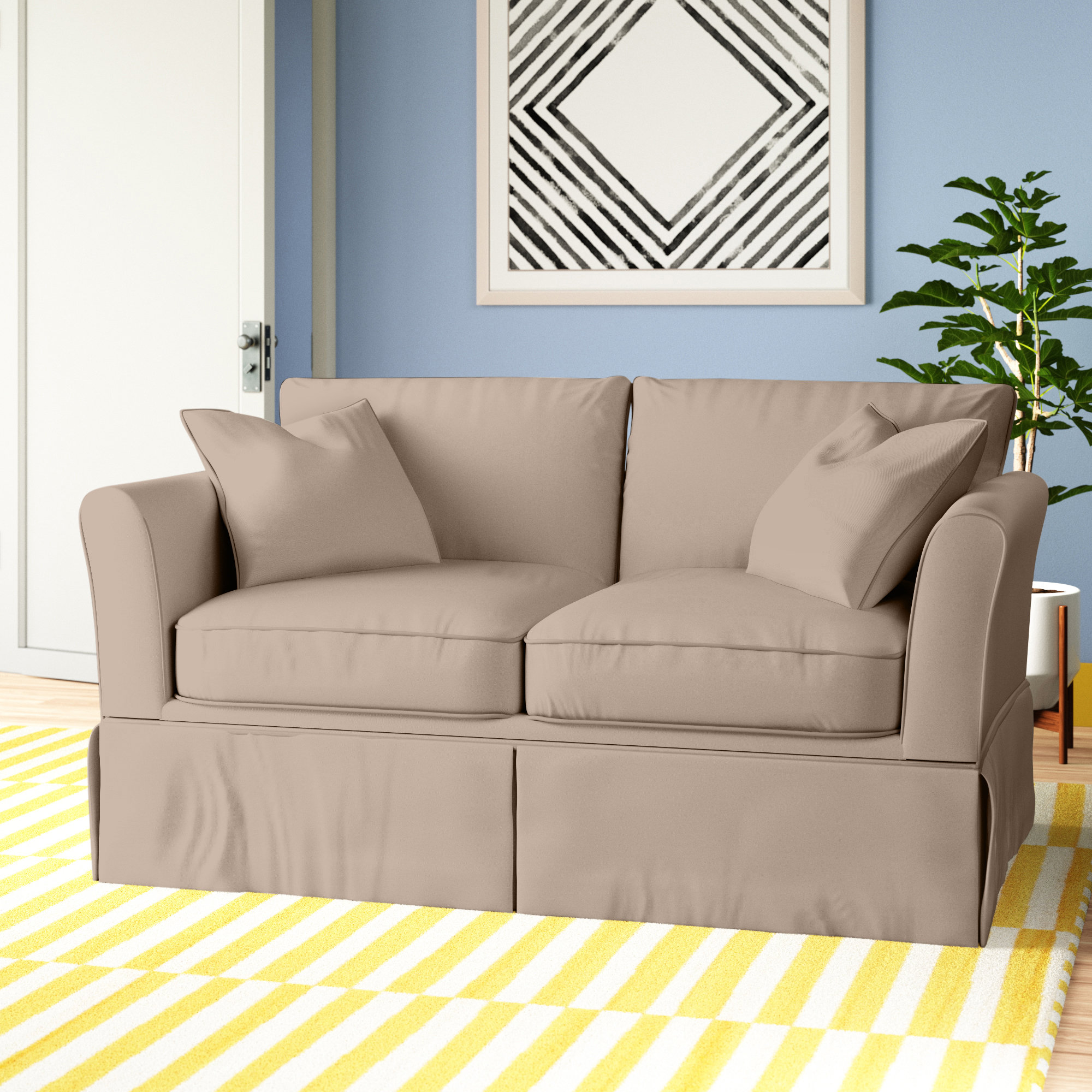Shelby 60'' Upholstered Loveseat, Conversation Linen Basketweave