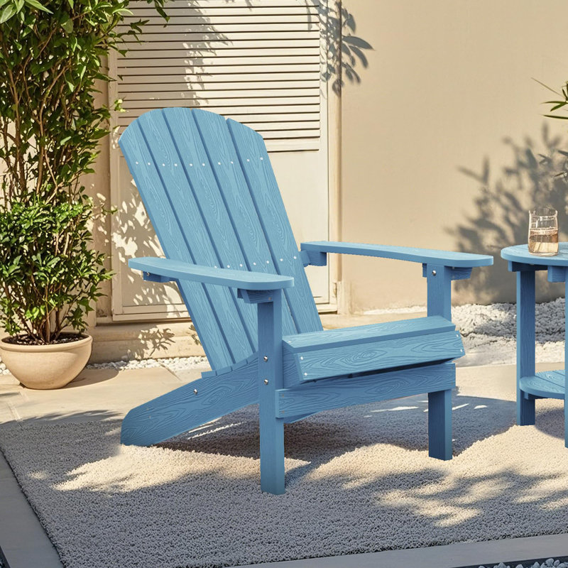Chaise Adirondack en plastique pour patio, Bleu