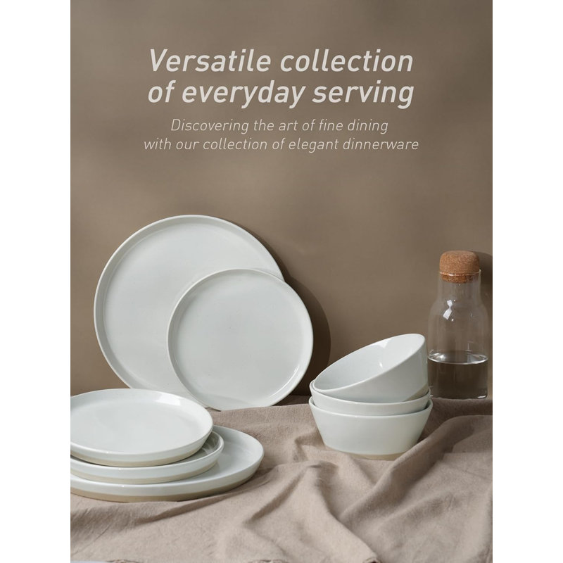 White Speckled Stoneware 24-Piece Dinnerware Set for 8