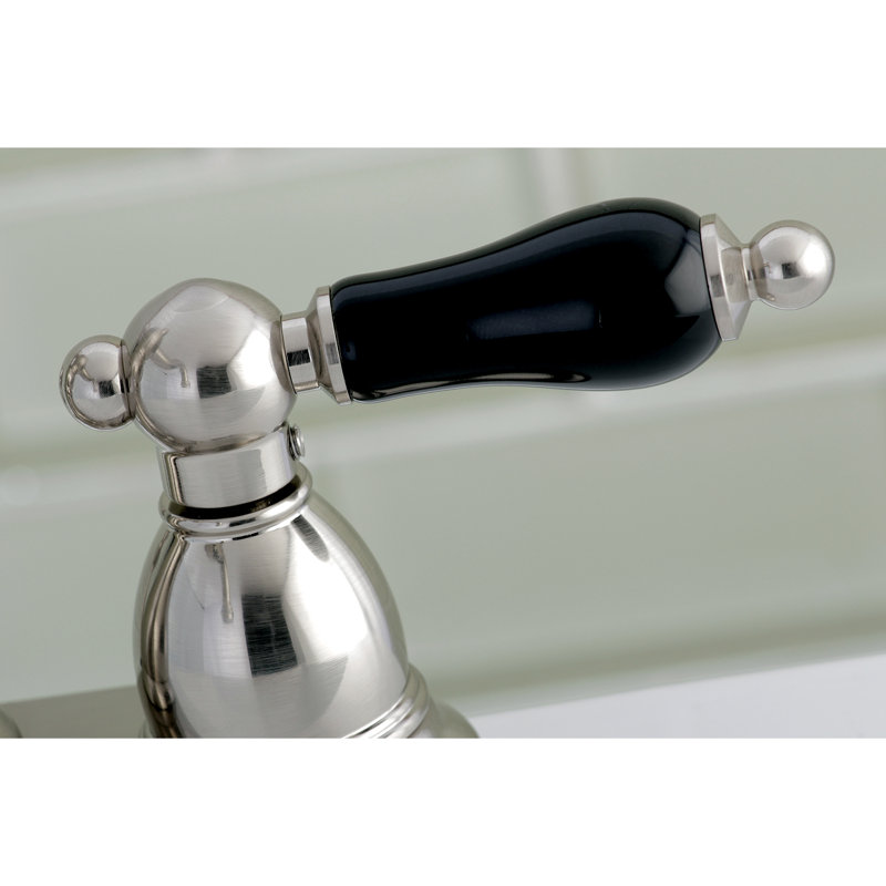 Kingston Brass Duchess Two-Handle 3-Hole Deck Mount 4" Centerset Bathroom Faucet with Plastic Pop-Up, Brushed Nickel