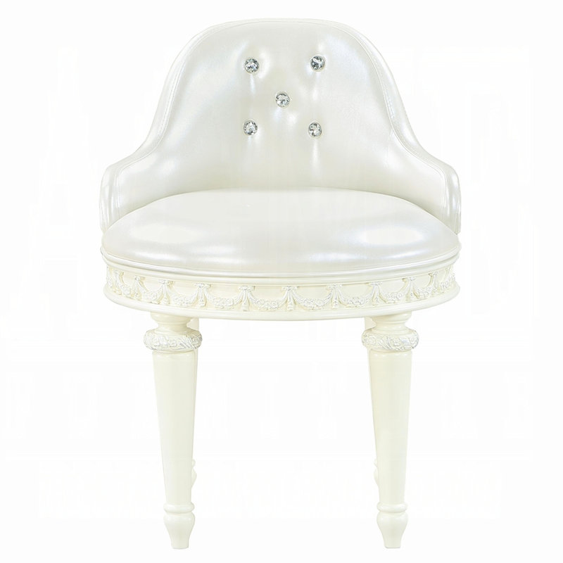 Siège de meuble-lavabo élégant avec base pivotante et dossier en mousse confortable