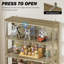 Grande vitrine arrondie avec portes en verre, armoire de rangement à 4 niveaux avec lumières à DEL et portes à ouverture par pression