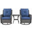 Chaises berçantes d'extérieur pivotantes en osier avec table d'appoint Johnda - 3 pièces-749997324