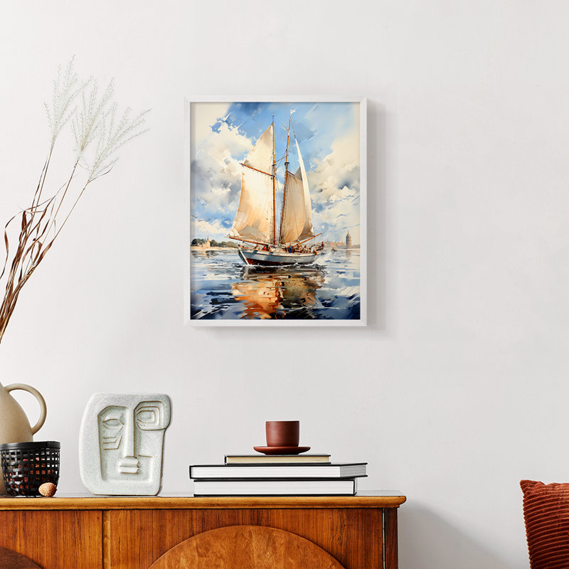 NAUTICAL Series CECLI - Impression encadrée de qualité supérieure - Prêt à accrocher - Aucun clou requis, Blanc / Blanc