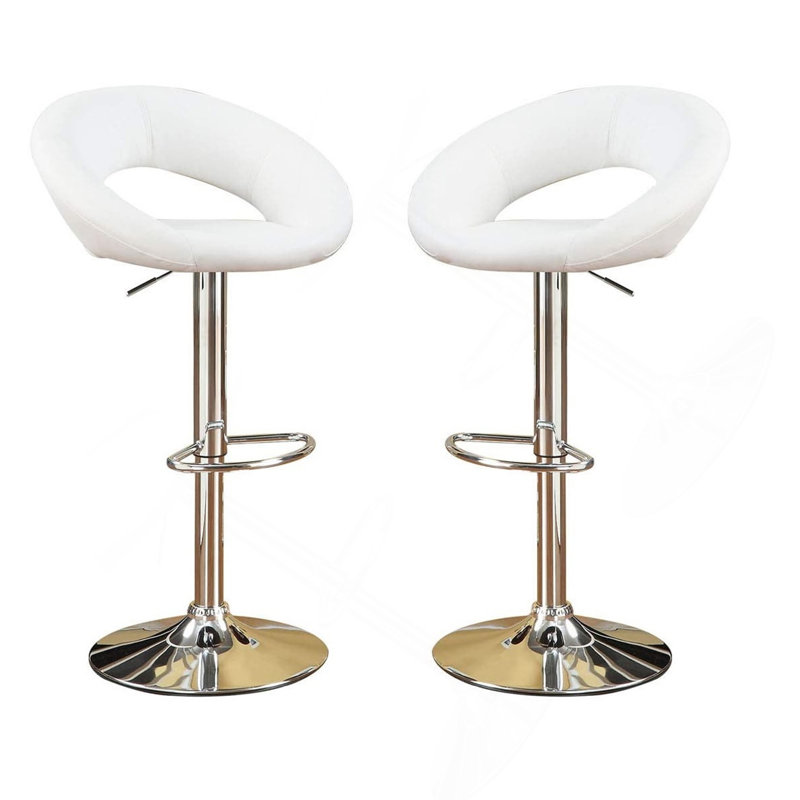 Ensemble de 2 chaises à hauteur réglable en similicuir, Blanc
