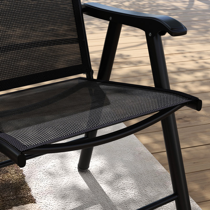 4 Patio Folding Chair , Stackable Outdoor Sling Chairs With For Lawn, Camping, Dining, Beach. Metal Frame, No Assembly, Black. 22.51" L X 25.18" W 37" H, 242 Lbs Capacity To Carry Weight Build,