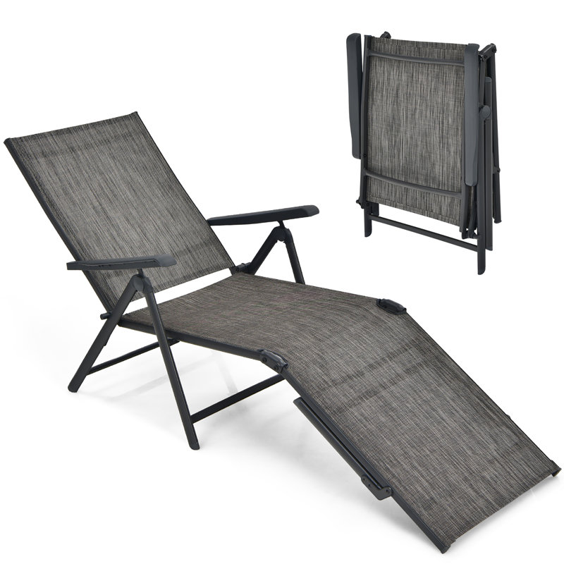 Kemyra Outdoor Metal Chaise Lounge, Gray, 1 Piece