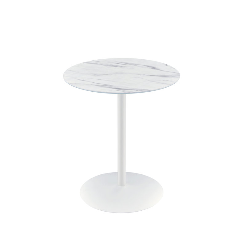 Benis Glass Top End Table, White, White