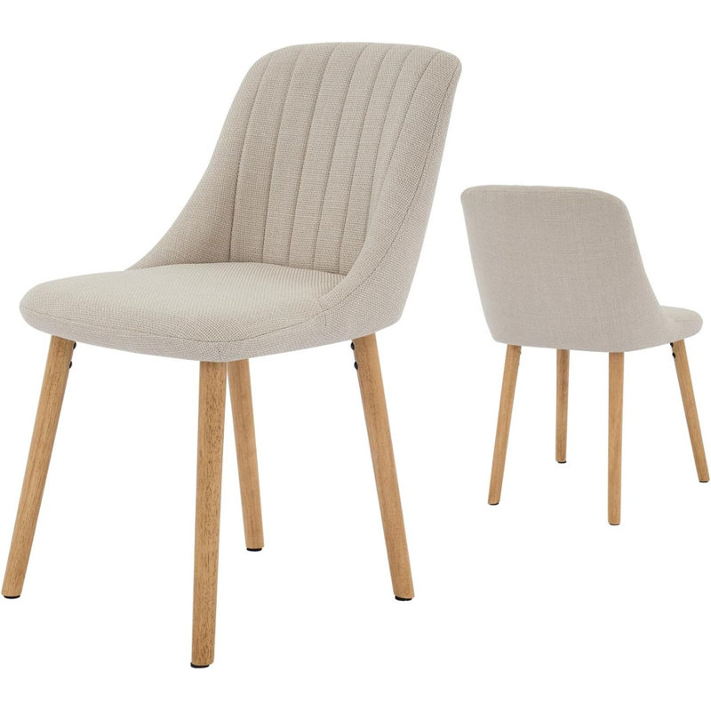 Set of 2/4 Modern Upholstered Dining Chairs, Ergonomic Back Support & 300lbs Capacity with Oak Legs, Gray, 4