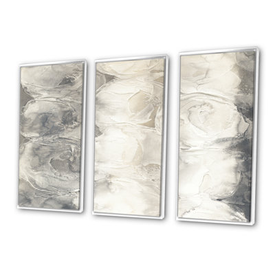 Gray Circles I - ensemble d'art mural moderne et contemporain sur toile, encadré de 3