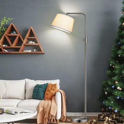 Dimmable Floor Lamp, 1000 Lumens LED Edison Bulb Included, Arc Floor Lamps For Living Room Modern Standing Lamp With Linen Shade, Tall Lamp For Bedroom Office Dining Room