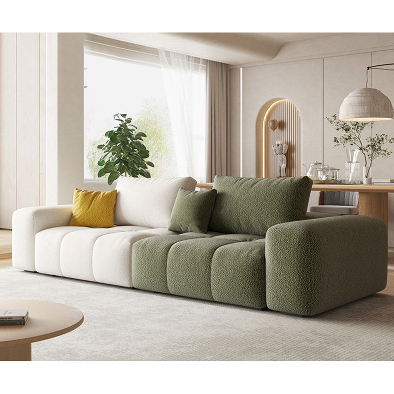 Coussin modulaire blanc et vert 100% polyester, H 25,59 po x l 94,49 po x P 43,31 po, 3