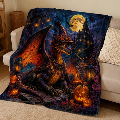 Jeté d'Halloween à imprimé dragon, couverture de lit moelleuse et confortable pour canapé, canapé, chambre à coucher, salon, décoration de la maison