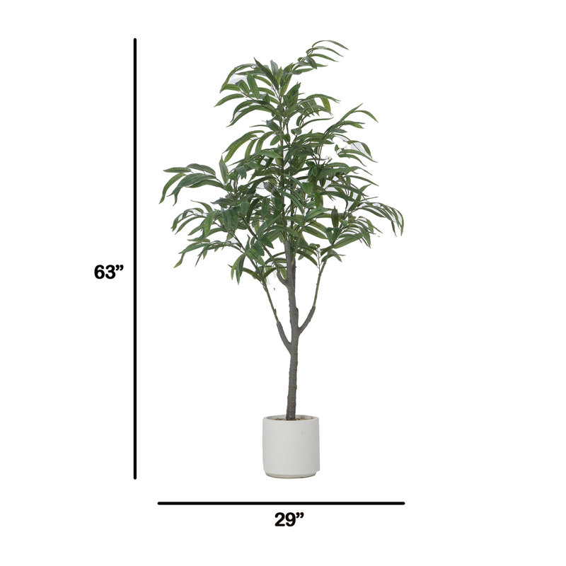 63" Artificial Faux Eucalyptus Tree in a Beige Resin Planter | 63" Eucalyptus Tree