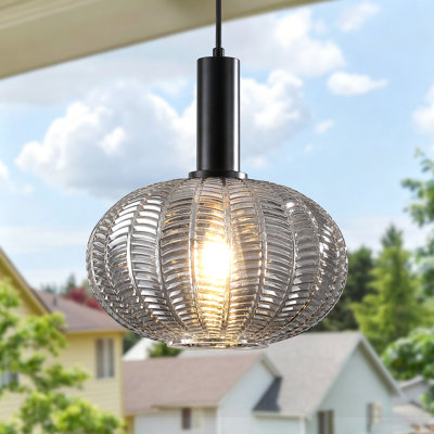 1-light 10.24" Dimmable Modern Glass Globe Pendant Light For Kitchen Island Bedroom Dining Room