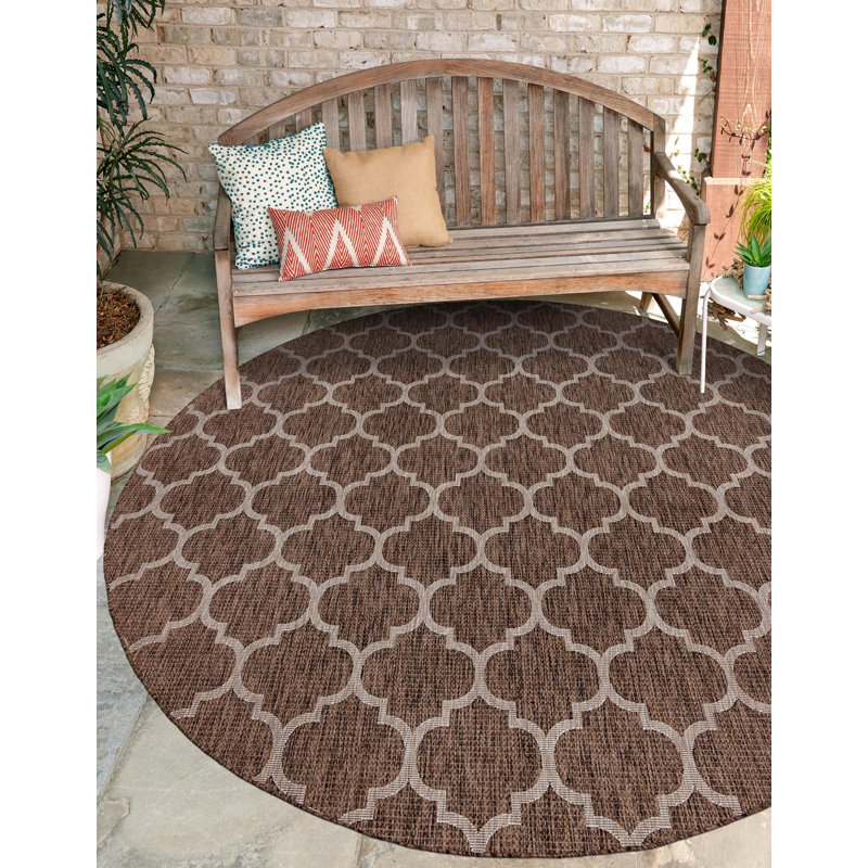 Tapis intérieur / extérieur brun Hampstead, Rond 10 pi 8 po