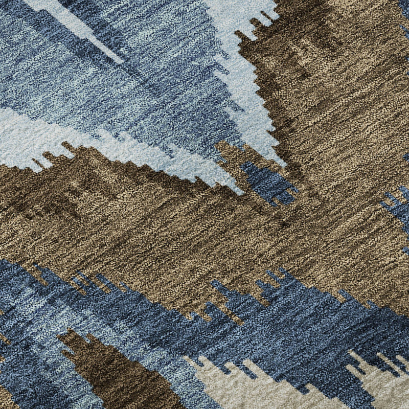 Premium Machine Washable Prisco Blue Rug, Rectangle 2'6" x 3'10"