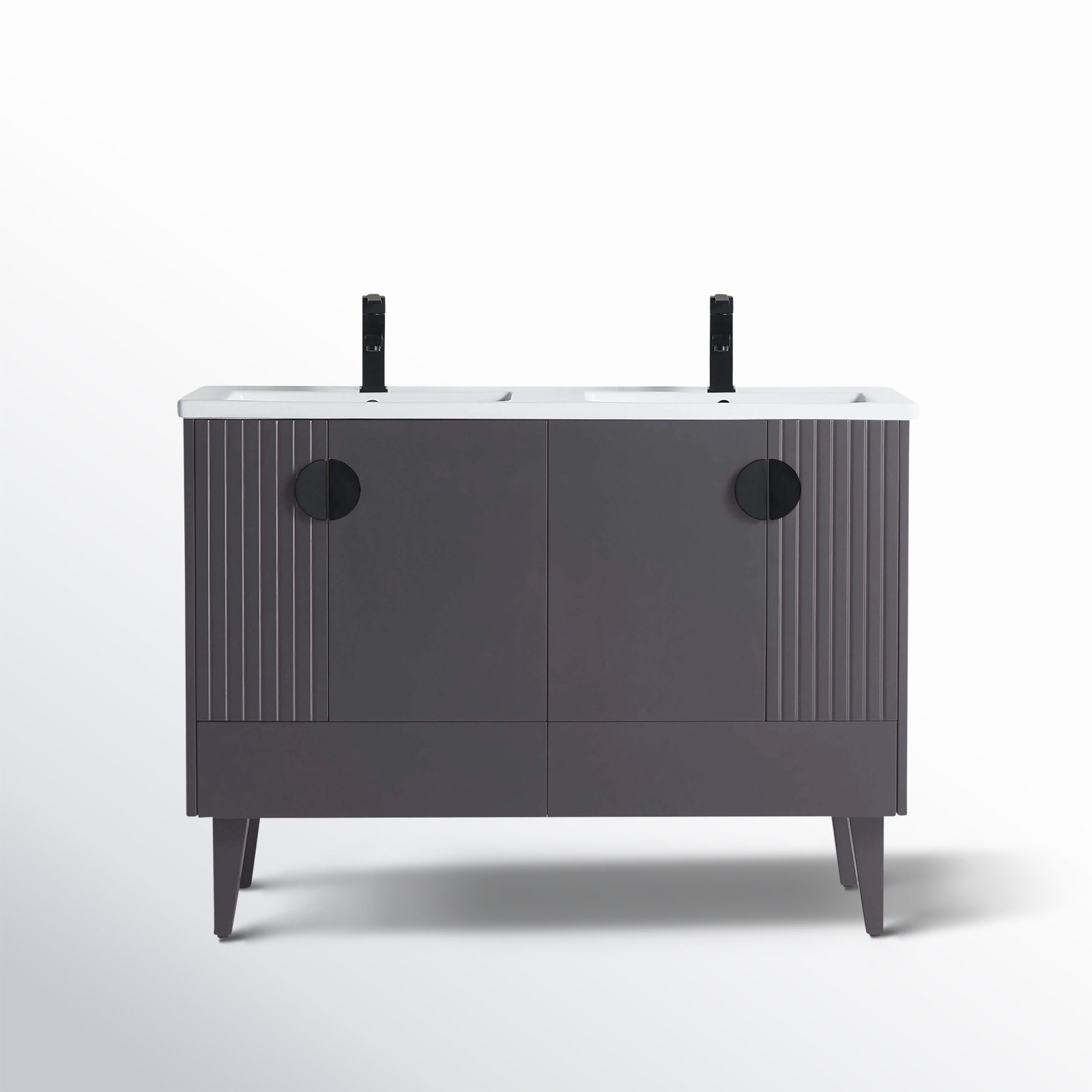 Saimah 47.25'' Double Bathroom Vanity, Black, Rock Gray
