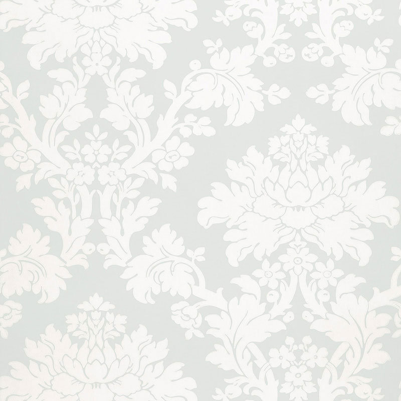 Papier peint damassé Tierni, Turquoise clair