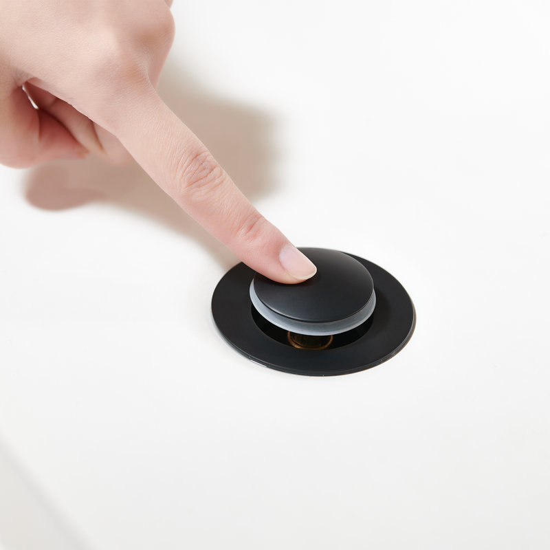 Robinet de lavabo de salle de bain surdimensionné à 3 trous et 2 poignées avec bonde escamotable en laiton, Noir mat