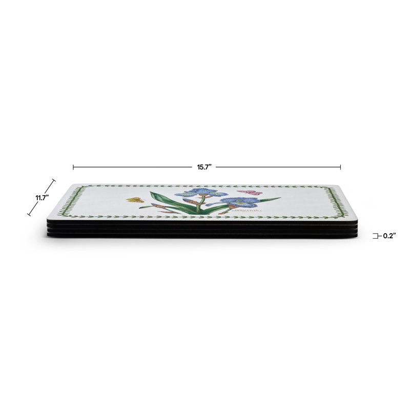 Botanic Garden Floral Hardboard Placemats with Cork Backing, Set of 4