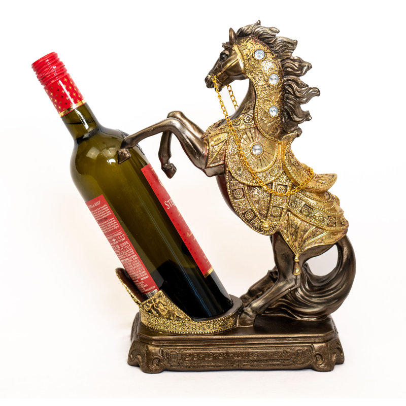 Beautiful Horse Wine Bottle Holder Animal Figurine Wine Cabinet Countertop Decor Decorations Gifts For Wine Lovers, Tabletop Wine Rack Display Stand Home Kitchen Gift 