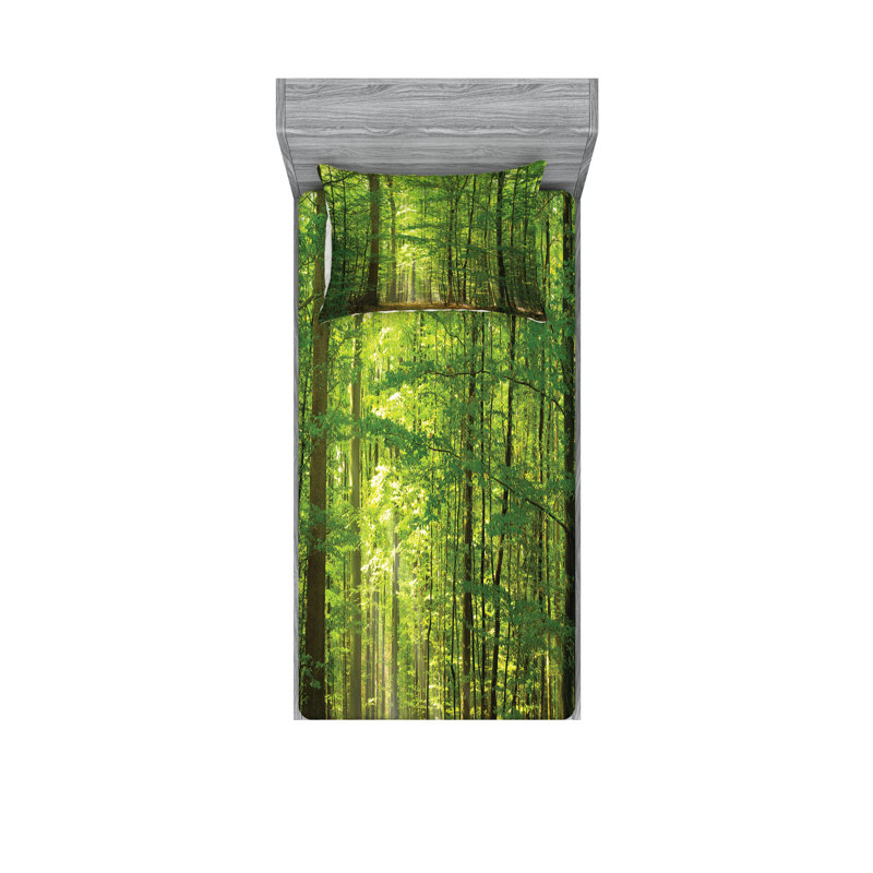Drap-housse et coussin décoratif Ambesonne, Ensemble de draps pour lit simple + 3 pièces supp