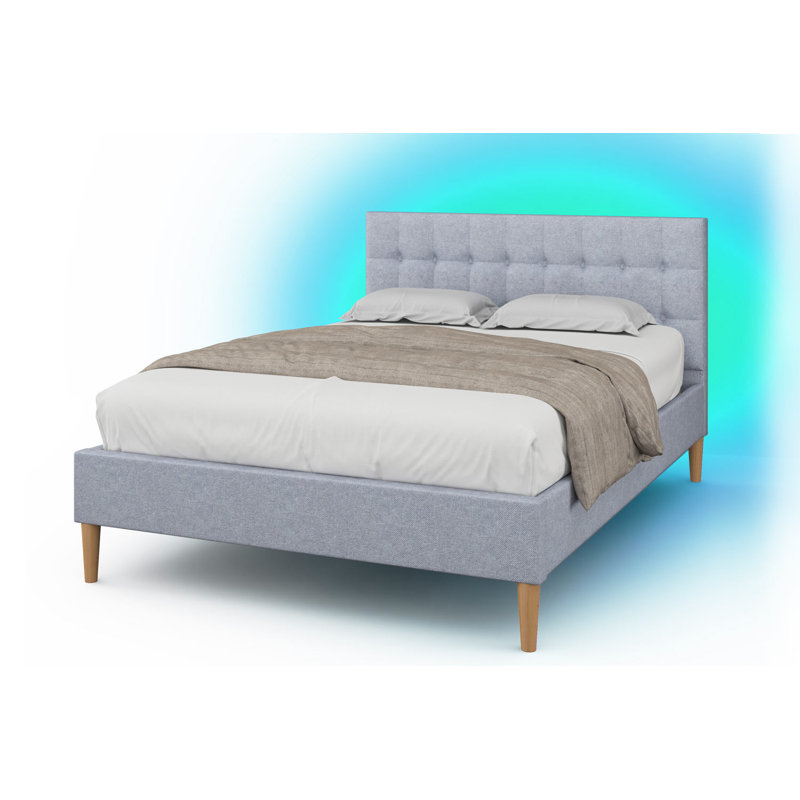 Elsea Upholstered Bed with Mattress, Small Double (4'), Pocket Sprung, Grey