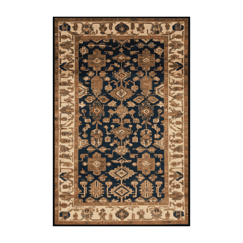 Machine Washable Art Deco Brown Area Rug, Rectangle 7' x 10'