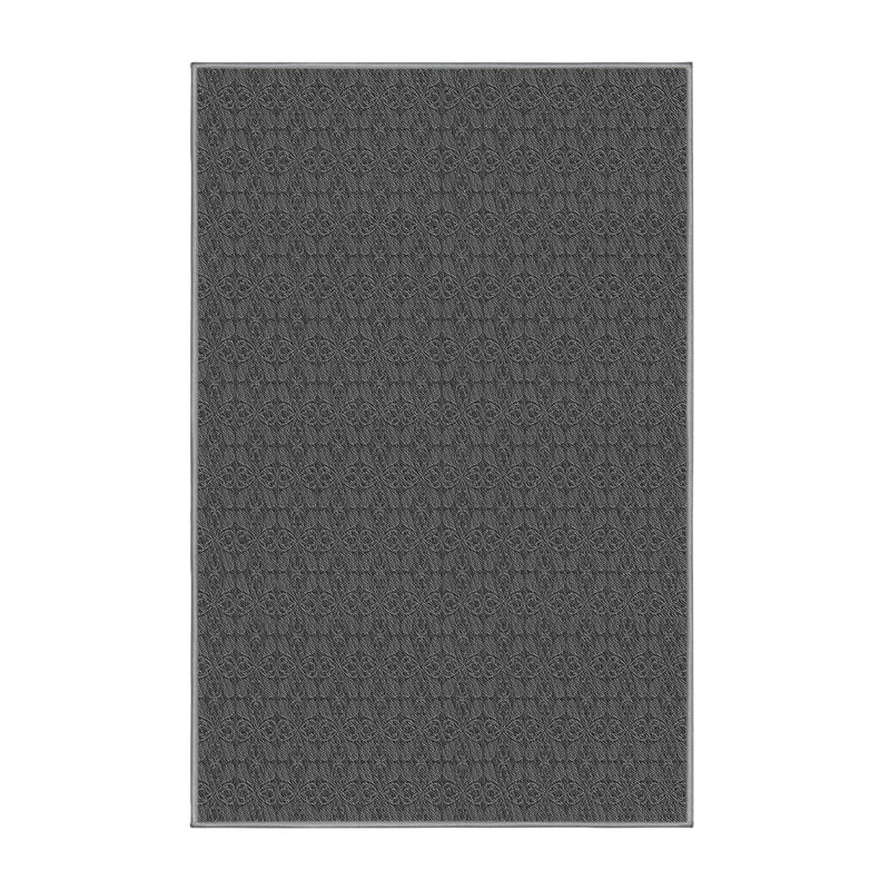 Tapis décoratif grise florale Petrosky, Rectangle 5 pi x 7 pi
