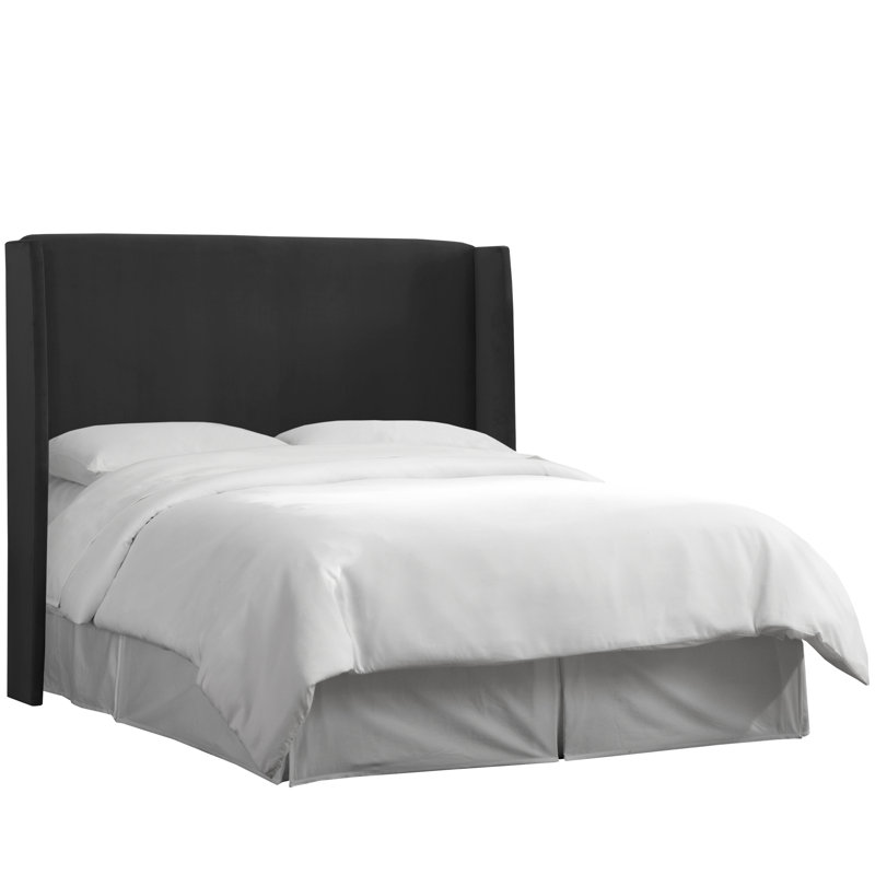 Tête de lit tapissier Tilly, Double, Velours performance noir classique