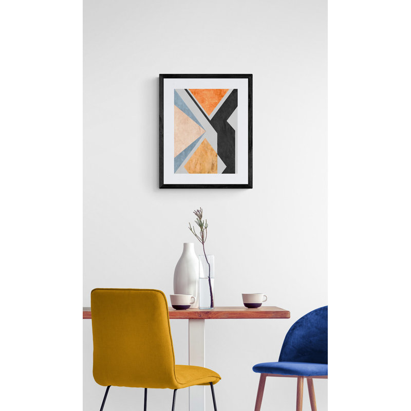 Geometric Pattern with Triangles Graphic Art, 20" H x 16" W, Black Framed Paper