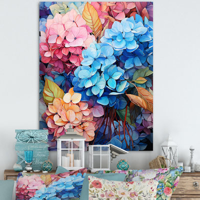 Hortensia bleue et orange II sur toile