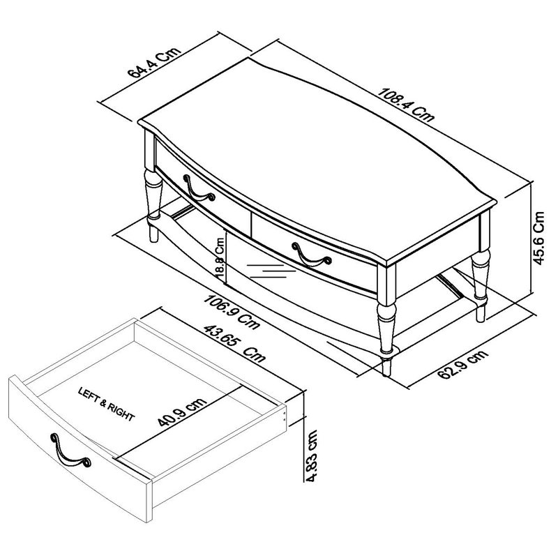 Dimas Four Leg Coffee Table with Storage, Oak, Soft Grey