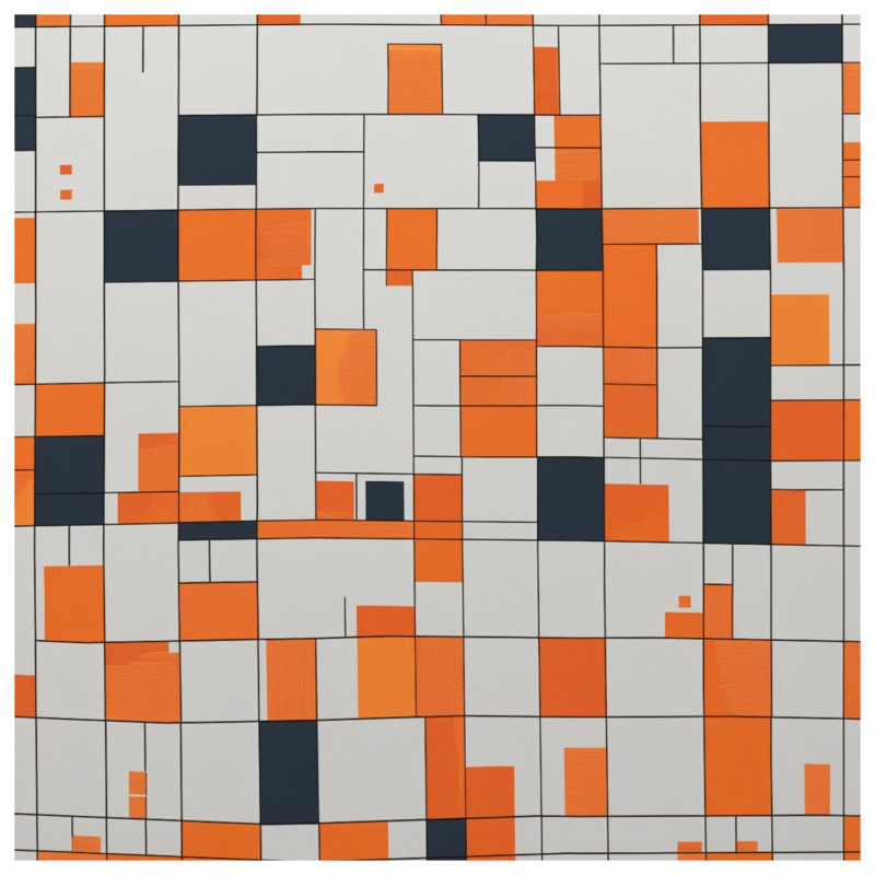 Orange, blanc, noir, grille, housse de couette, Queen