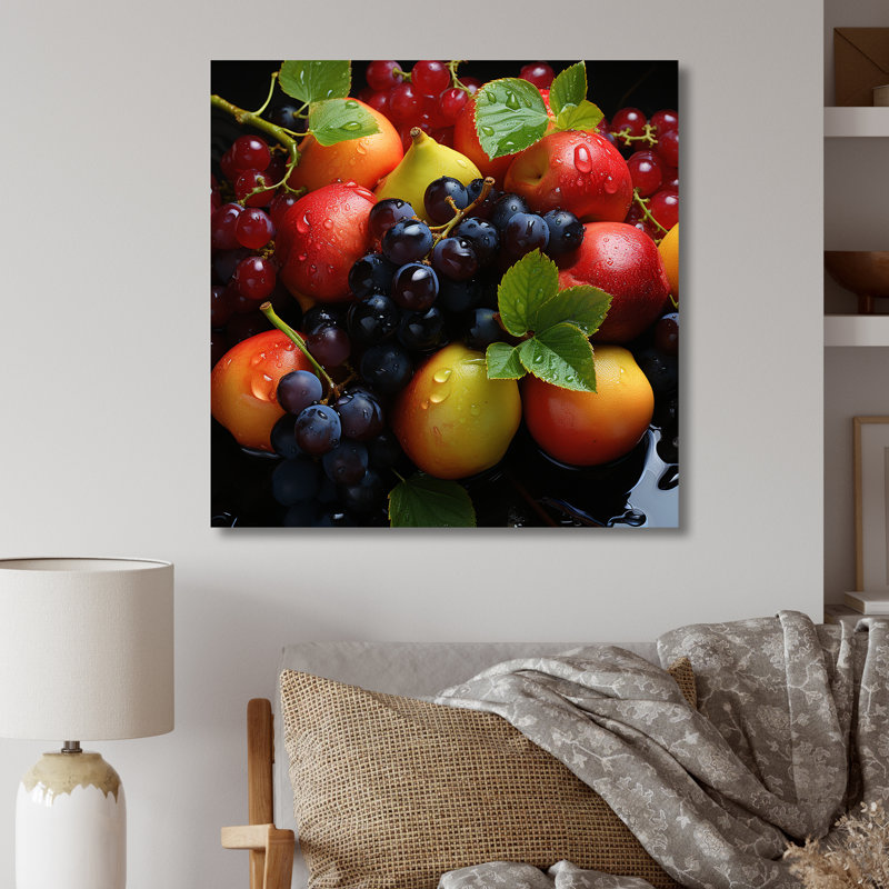 Impression sur plateau de fruits - fruits, art mural en métal, H 36 po x l 36 po x P 1,5 po