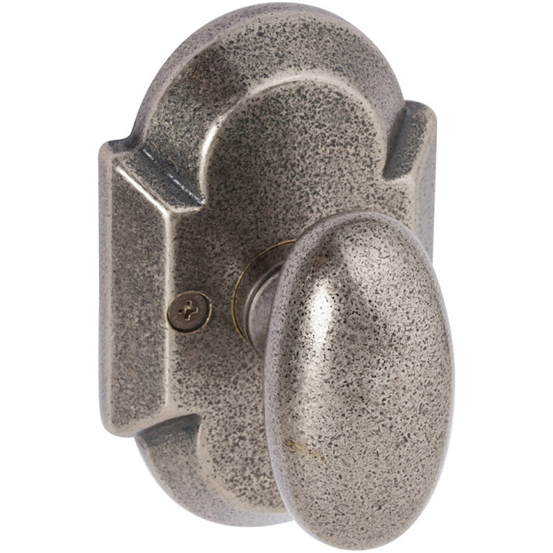 Poignée de porte Sandcast Rosa avec rosette courbée, Étain vieilli